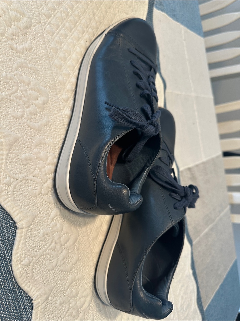 Mark Nason Navy Leather Lace-Up Sneakers